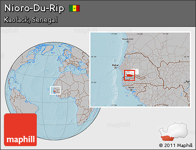Gray Location Map of Nioro-Du-Rip, highlighted parent region, within the entire country, hill shading