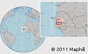 Gray Location Map of Nioro-Du-Rip, highlighted parent region, within the entire country, hill shading