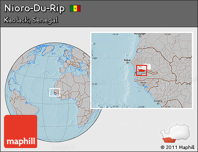 Gray Location Map of Nioro-Du-Rip, highlighted parent region, hill shading