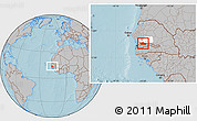 Gray Location Map of Nioro-Du-Rip, highlighted parent region, hill shading