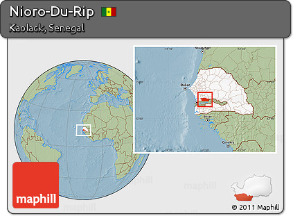 Savanna Style Location Map of Nioro-Du-Rip, highlighted country, hill shading