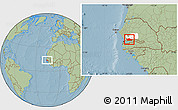 Savanna Style Location Map of Nioro-Du-Rip, highlighted parent region, hill shading