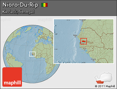 Savanna Style Location Map of Nioro-Du-Rip, hill shading