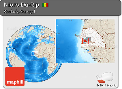 Shaded Relief Location Map of Nioro-Du-Rip, highlighted country, highlighted parent region