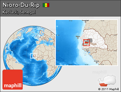 Shaded Relief Location Map of Nioro-Du-Rip, highlighted country, highlighted parent region
