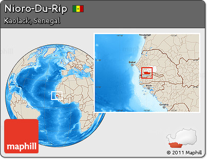 Shaded Relief Location Map of Nioro-Du-Rip, highlighted parent region