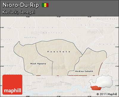 Shaded Relief Map of Nioro-Du-Rip, lighten