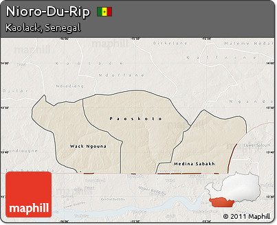 Shaded Relief Map of Nioro-Du-Rip, lighten