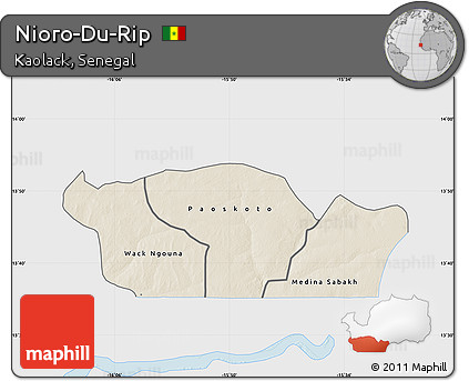Shaded Relief Map of Nioro-Du-Rip, single color outside