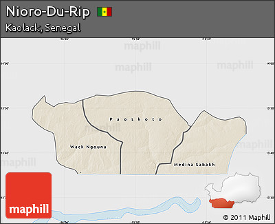 Shaded Relief Map of Nioro-Du-Rip, single color outside
