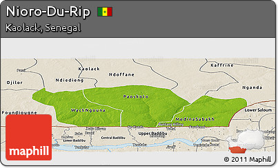 Physical Panoramic Map of Nioro-Du-Rip, shaded relief outside