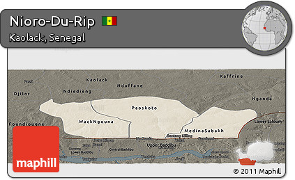 Shaded Relief Panoramic Map of Nioro-Du-Rip, darken