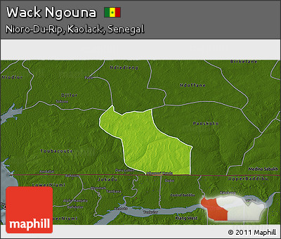 Physical 3D Map of Wack Ngouna, darken