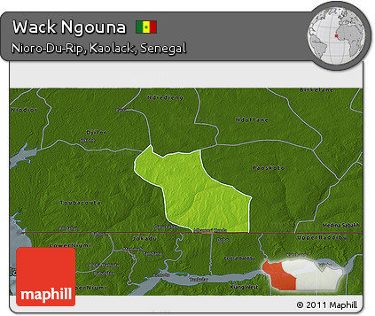 Physical 3D Map of Wack Ngouna, darken