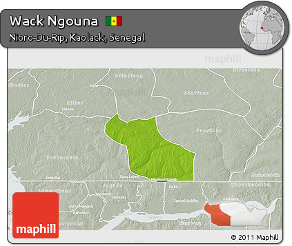 Physical 3D Map of Wack Ngouna, lighten, semi-desaturated