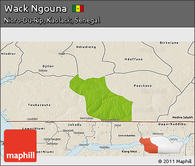 Physical 3D Map of Wack Ngouna, shaded relief outside