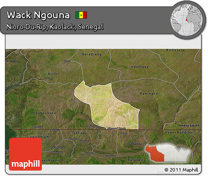 Satellite 3D Map of Wack Ngouna, darken