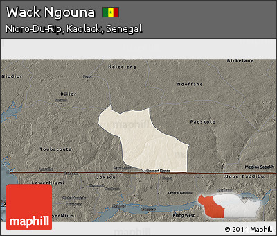 Shaded Relief 3D Map of Wack Ngouna, darken
