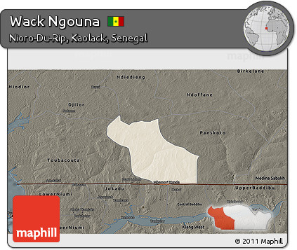 Shaded Relief 3D Map of Wack Ngouna, darken