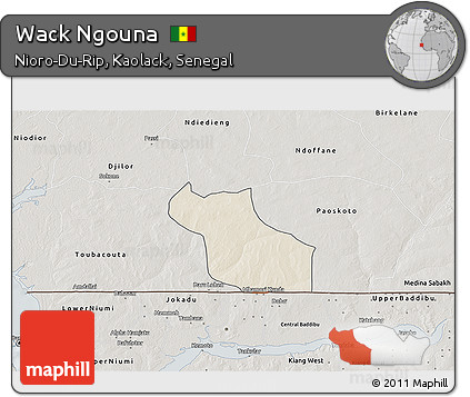 Shaded Relief 3D Map of Wack Ngouna, semi-desaturated