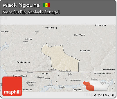 Shaded Relief 3D Map of Wack Ngouna, semi-desaturated