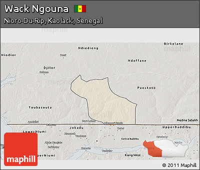 Shaded Relief 3D Map of Wack Ngouna, semi-desaturated