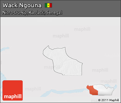 Silver Style 3D Map of Wack Ngouna, single color outside