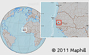 Gray Location Map of Wack Ngouna, highlighted parent region, within the entire country, hill shading