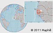 Gray Location Map of Wack Ngouna, highlighted parent region, highlighted grandparent region, hill shading