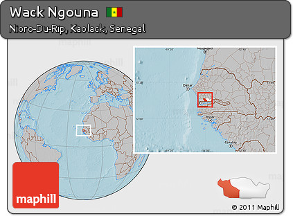 Gray Location Map of Wack Ngouna, highlighted parent region, hill shading