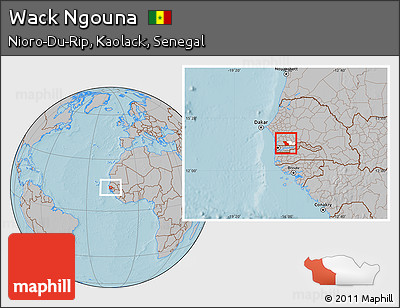 Gray Location Map of Wack Ngouna, highlighted parent region, hill shading