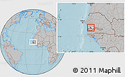 Gray Location Map of Wack Ngouna, highlighted parent region, hill shading