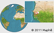 Satellite Location Map of Wack Ngouna, highlighted grandparent region, within the entire country