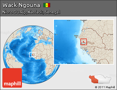 Shaded Relief Location Map of Wack Ngouna, highlighted parent region