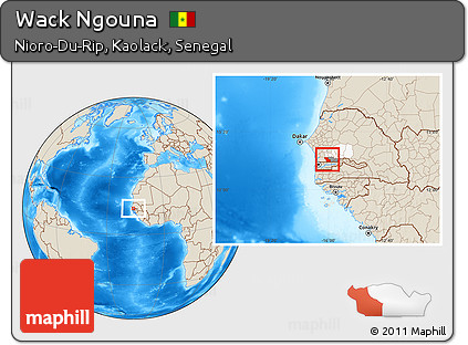Shaded Relief Location Map of Wack Ngouna, highlighted parent region, highlighted grandparent region