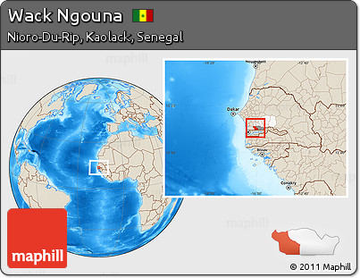 Shaded Relief Location Map of Wack Ngouna, highlighted parent region, highlighted grandparent region