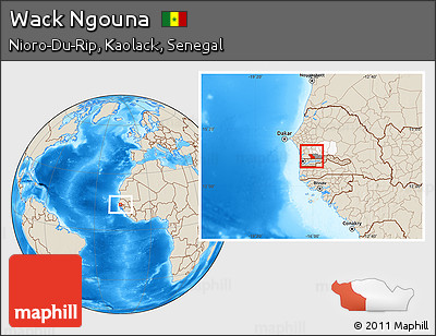 Shaded Relief Location Map of Wack Ngouna, highlighted parent region, highlighted grandparent region