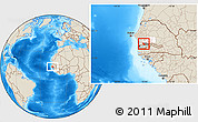 Shaded Relief Location Map of Wack Ngouna, highlighted parent region, highlighted grandparent region