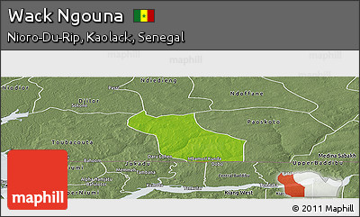 Physical Panoramic Map of Wack Ngouna, semi-desaturated