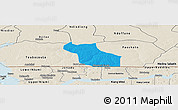 Political Panoramic Map of Wack Ngouna, shaded relief outside