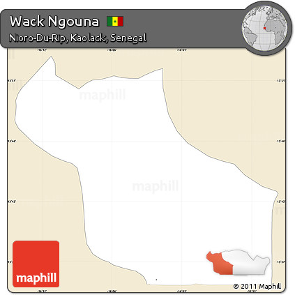 Classic Style Simple Map of Wack Ngouna, single color outside