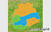 Political 3D Map of Sedhiou, satellite outside