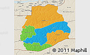 Political 3D Map of Sedhiou, shaded relief outside