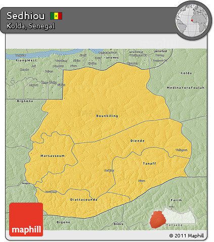 Savanna Style 3D Map of Sedhiou