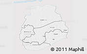 Silver Style 3D Map of Sedhiou, single color outside