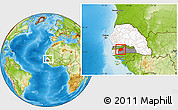 Physical Location Map of Bounkiling, highlighted country, highlighted grandparent region, within the entire country