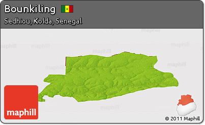 Physical Panoramic Map of Bounkiling, cropped outside