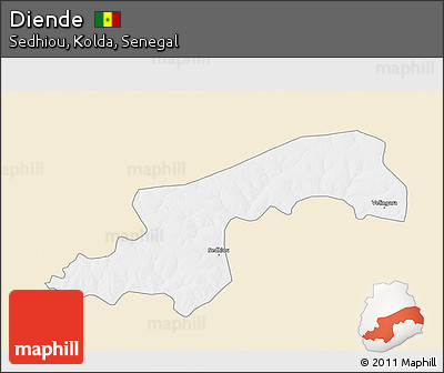 Classic Style 3D Map of Diende, single color outside