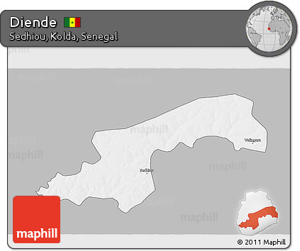 Gray 3D Map of Diende, single color outside