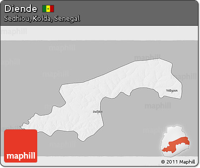 Gray 3D Map of Diende, single color outside